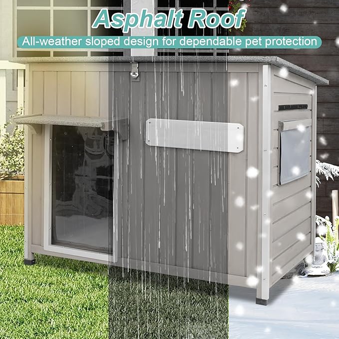 Large Outdoor Dog House Waterproof for Small to Large Dogs with Anti-Chewing Iron Frame, Raised Feet, Weatherproof Doghouse Kennel Shelter with Removable Floors(43" L*29.5" W*33.5" H)