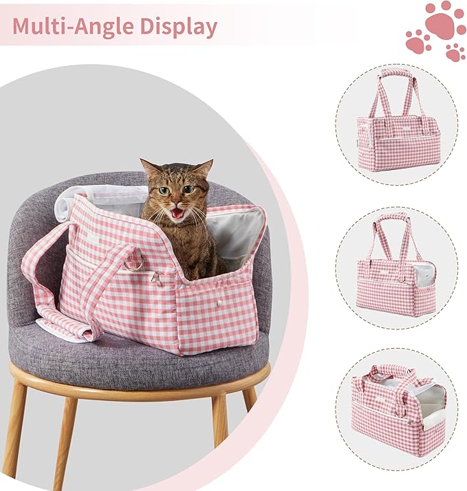 Machamie's Luxury Pet Carrier - Mesh Windows, Soft Cat & Small Dog Carrier, Fashionable Cat & Dog Purse, 15 lb Max