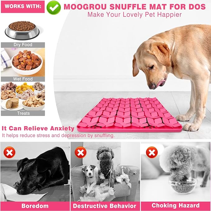 Snuffle Mat for Dogs16“x16”,Premium Silicone Dog Food matInteractive Feed Game for Boredom,Encourages Natural Foraging Skills and Stress Relief for Large Dogs Smell Training Slow Feed Mat P