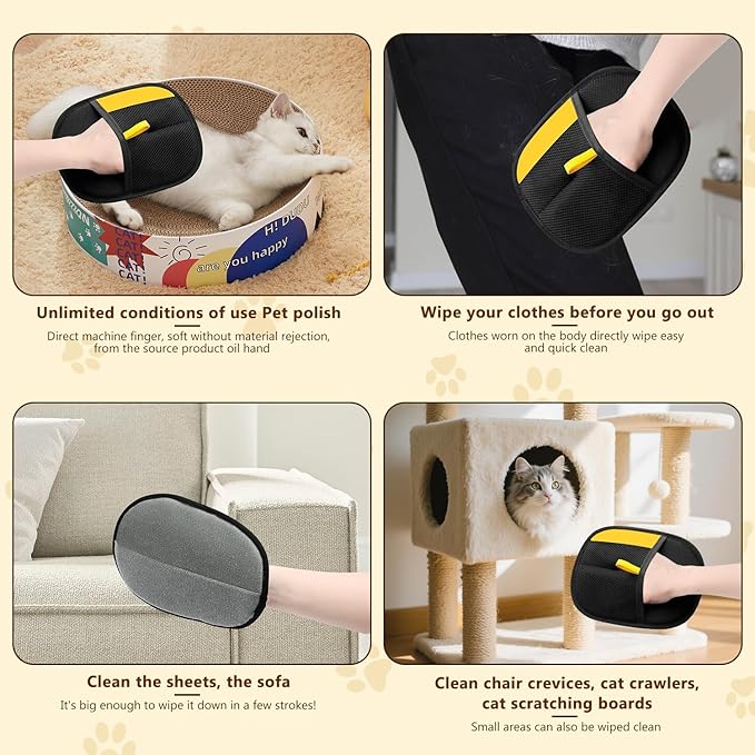 2pcs Pet Hair Removal Glove for Cats & Dogs, 2025 New Upgrade Efficient Grooming Gloves for Pet Hair, Cat Grooming Gloves for Hair Removal, Reusable Pet Hair Remover Glove