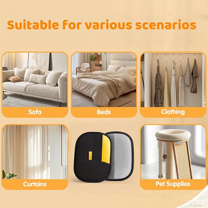 Upgraded pet Hair Removal Gloves, Reusable pet Hair Removal Gloves, 2 pcs cat Hair Removal Devices, Suitable for Clothes, Sofas, Carpets, car Seats. (2PCS Black)