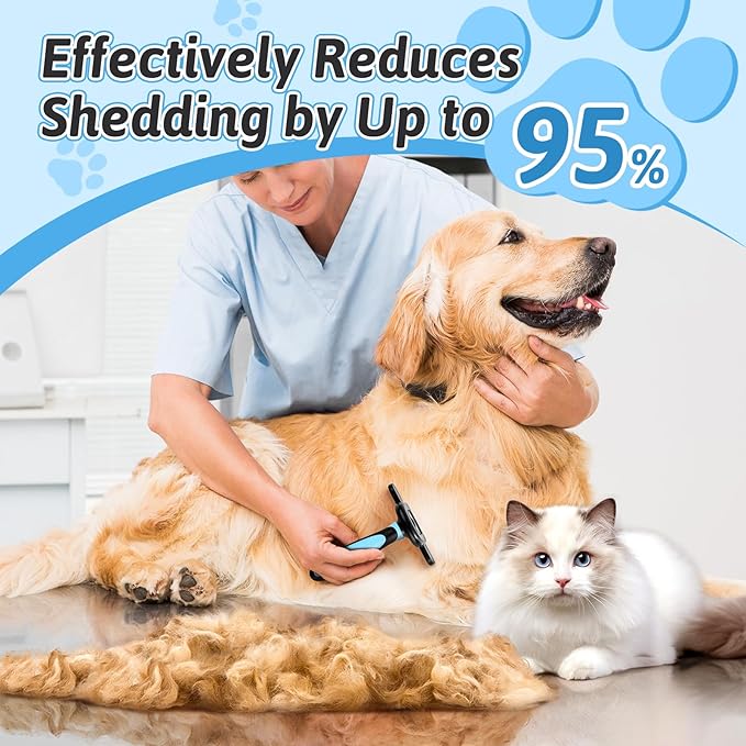 MIU COLOR Long Hair Pet Grooming Brush, Deshedding Tool for Medium and Large Dogs & Cats, Effectively Reduces Shedding by up to 95% for Pet Hair, Blue