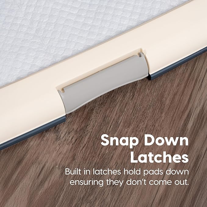 IRIS USA Pee Pad Holder - For Small Sized Dog and Puppy Pee Pads, Secured Latches, Non-Skid Feet, High Polish Finish for Easy Cleaning, Leak Protection, Fits 17"x23" Pad, Navy