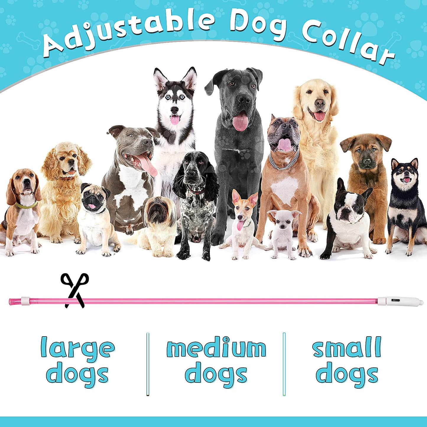 Frienda 4 Pcs Dog Collar LED USB Rechargeable Lights Dog Necklace Collars Doggy Lights for Night Walking Adjustable Safety Lamp Pet Collars for Large Medium Small Puppy(Classic Style,4 Colors)