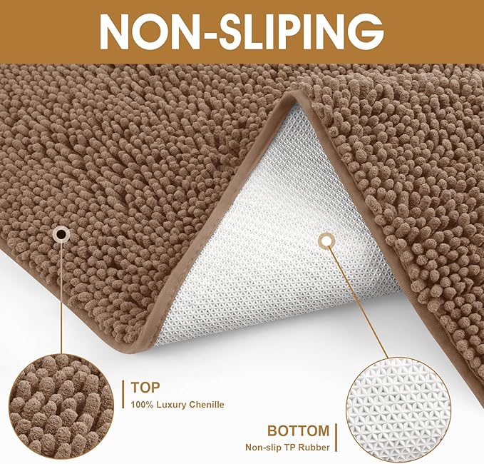 IM HOME 4 Pieces Muddy Door Mats for Dogs, Chenille Absorbent Pet Mats, Quick Dry, Trap Dirt Non Slip Heavy Indoor Doormat Soft Dog Bed Mat Front Inside Door Mat for Indoor Outdoor Entrance,Camel