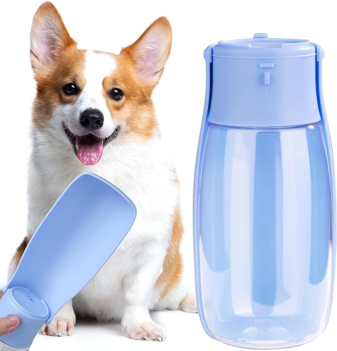 Foldable Pet Water Bottle, Portable Dispenser for Dogs, Cats, Rabbits, Puppies and Small Animals - Dishwasher Safe, Perfect for Walking, Hiking, Travel