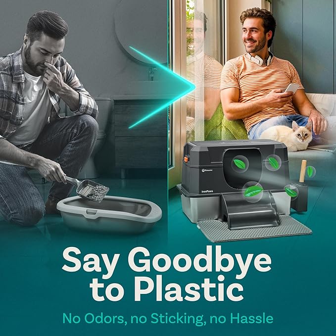 Stainless Steel Cat Litter Box with Lid - XL 3-in-1 Design for Indoor Cats - Stainless Steel Litter Box - Maximum Privacy and Odor Control for Indoor Cats - Green