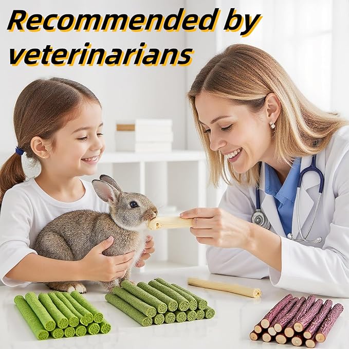 Rabbit Toys 142g/5.0oz Bunny Chew Treats Timothy Hay Sweet Bamboo Snack Guinea Pig Molar Branch Toy Apple Stick Alfalfa Food for Cleaning Teeth Grinding Dental for Hamster Squirrel Chinchilla