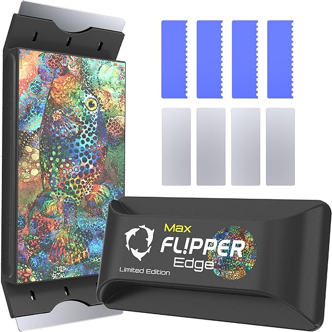 FL!PPER Flipper EDGE MAX Puffer Limited Edition Floating Magnetic Aquarium Cleaner | 2-In-1 Dual Blade Scrubber & Scraper Fish Tank Cleaner Tools for Efficient Cleaning & Acrylic Surface Maintenance