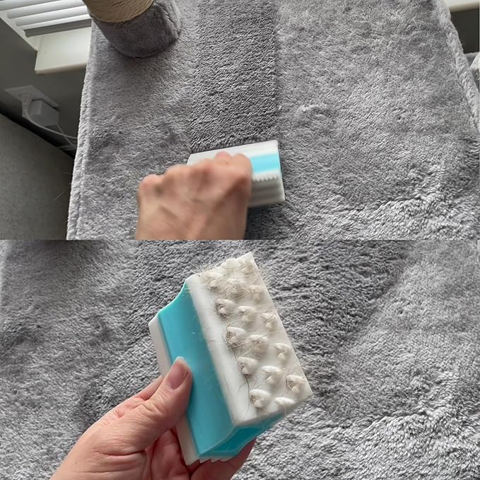 4IN1 Pet Hair Remover, Dog/Cat Fur Removal Tool - Design to Uproot and Clean Embedded Pets Hair in Carpet, Couchs, Cat Trees, Portable Fur Cleaning for Car Interior, Mini + Mega