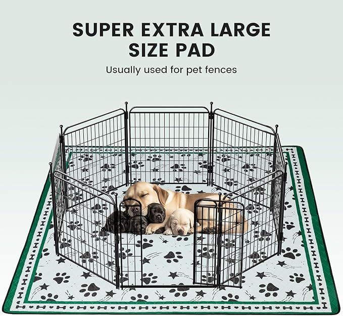 Gardner Pet Washable Dog Pee Pads, 72'' x 72'' Non Slip Dog Mats with Great Urine Absorption, Reusable Puppy Pee Pads for Potty Training - 1 Pack