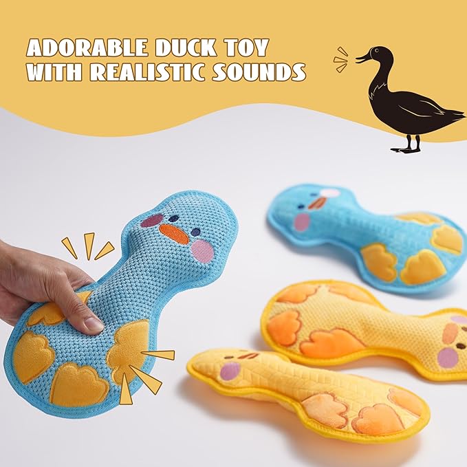 Nocciola Duck Squeaky Dog Toy, New 2025 Indestructible Dog Toy for Aggressive Chewers, Stuffed Toy with Two Tough Layers, Interactive Tug Training to Keep Them Busy, Yellow
