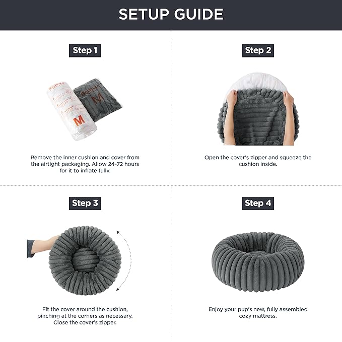 Bedsure Cat beds for Indoor Cats - Donut Dog Beds for Small Dogs with Corduroy Fleece & Anti Slip Bottom, Faux Fur Pet Beds with Washable Removable Cover, Warm Grey, 20x20x6 inches