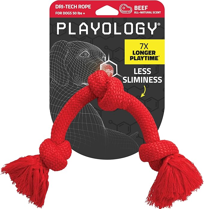 Playology Rope Toys for Dogs | Tug of War Dog Toy for Aggressive Chewers | Beef Scented Dog Toys | Jumbo Rope Toy for Interactive Play