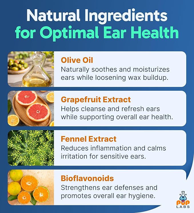 Ear Clear, Natural Dog Ear Cleaner and Infection Treatment for Dogs, Dog Drops for Itching, Irritation, & Wax Build-Up, 1 oz Bottle with Dropper