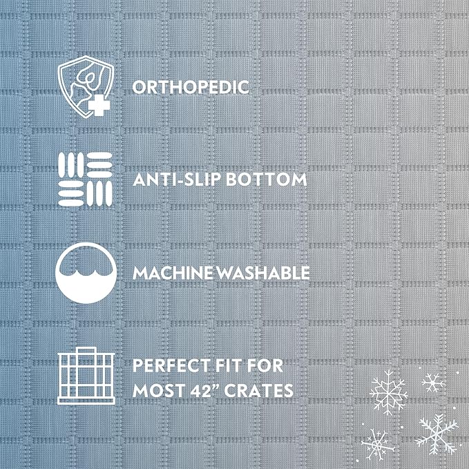 Paw Inspired Cooling Orthopedic Crate Pad for Dogs, Washable Memory Foam Dog Cooling Mat (41x28 Inch Large Size for 42 Inch Kennel, Gray)