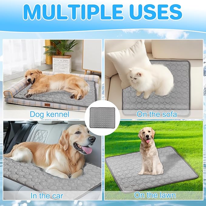 Dog Cooling Mat,2025 New Pet Cooling Mats,Washable Portable Pet Coolings Pad for Dogs & Cats Sleeping Mats for Summer,Portable Dog Cool Bed for Home & Outdoor, Keep Cool (Blue-M-24×20")