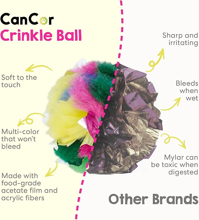 Large Cat Crinkle Ball Toy – 1-Pack of 2.5" Lightweight Indoor Kitten Toy – Soft, Sparkle, Interactive, Safe for Pets, Kittens & Cats, Enrichment & Birthday Gift, Alternative Foil-Like Toy Balls