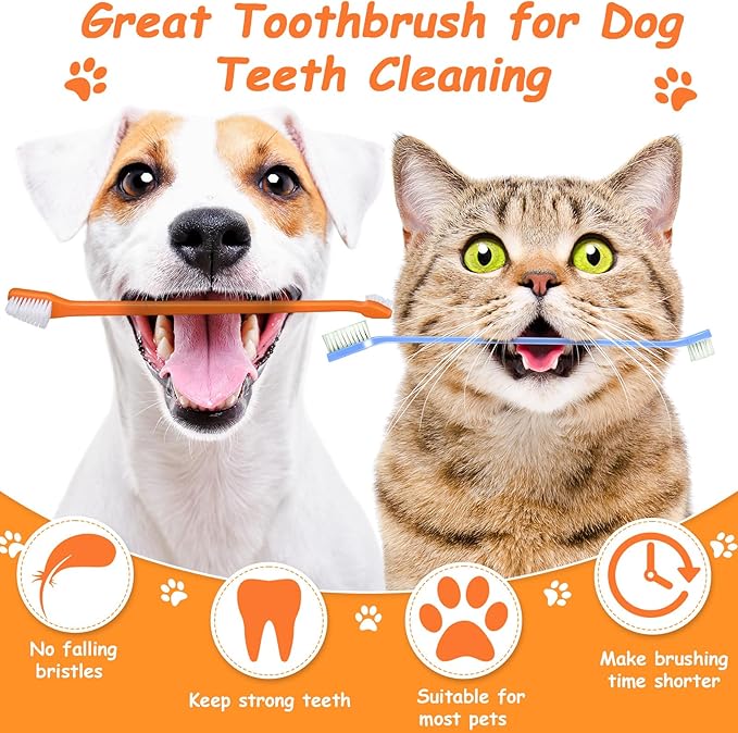 Honeydak Dog Tooth Brush Pet Toothbrush Soft Grooming Dogs Toothbrush Dog Double Sided Puppy Long Handle Brush for Large and Small Teeth Cleaning Dental Oral Care (70 Count,Multicolor)