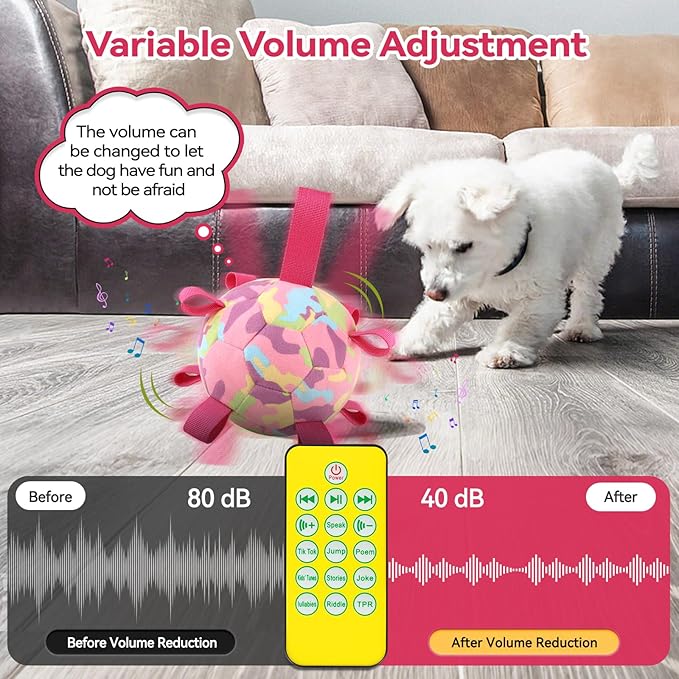 QDAN Interactive Dog Toys, Remote Control, Rechargeable Moving Dog Balls, Puppy Toys to Keep Them Busy, Squeaky Puppy Toys for Small Medium