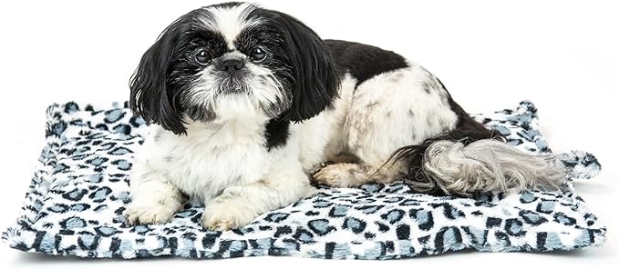 Furhaven ThermaNAP Self-Warming Cat Bed for Indoor Cats & Small Dogs, Washable & Reflects Body Heat - Quilted Faux Fur Reflective Bed Mat - Snow Leopard, Small