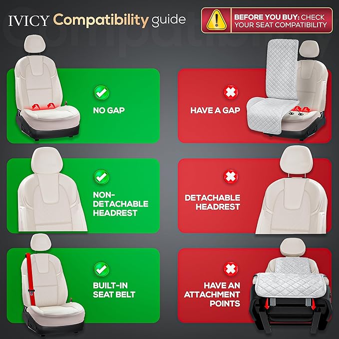 IVICY Faux Linen Car Seat Cover for Cars - Durable & Non-Slip - Front Car Seat Protector Covers for Most Automotive, Vans, SUVs, Trucks - 1 Unit – Light Beige