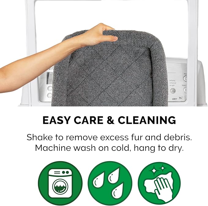 Furhaven Dog Bed for Extra Small Dogs & Indoor Cats, 100% Washable, Sized to Fit Crates - Sherpa Fleece Bolster Crate Pad - Gray, Extra Small