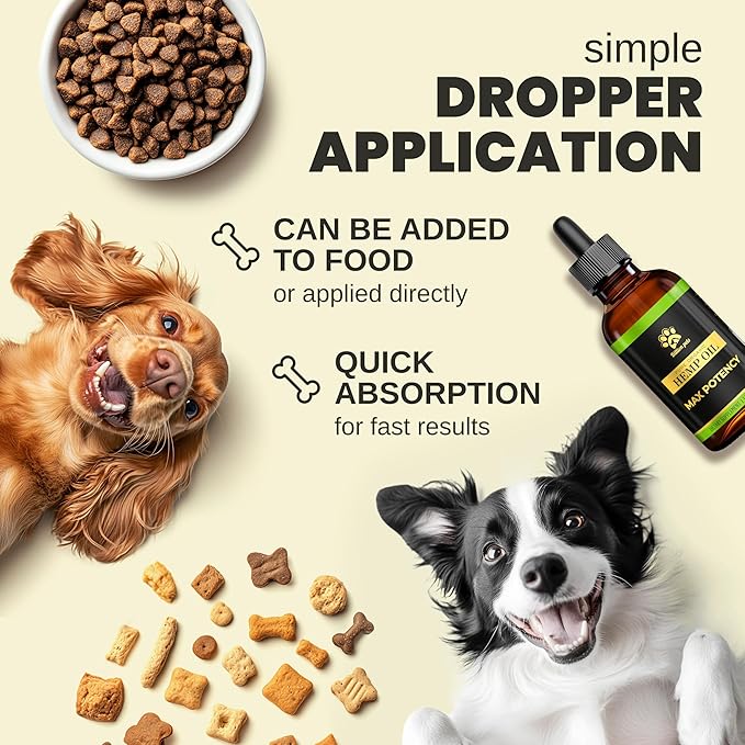 Hemp Oil for Dogs and Cats - Helps with Anxiety, Pain, Stress, Sleep, Arthritis, Seizures Relief - Hip and Joint Support - Calming Drops