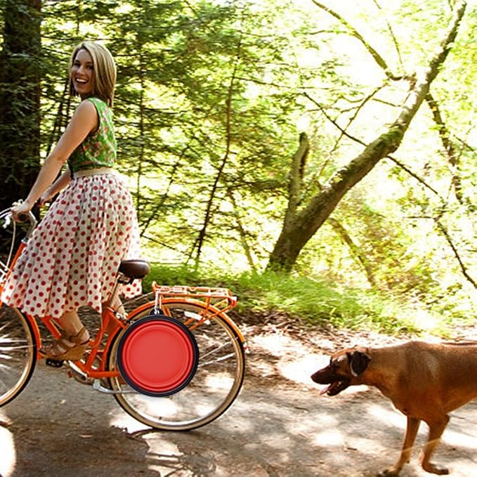 Extra Large Collapsible Dog Bowl, 3L XL Travel Dog Bowl, Foldable Travel Water Dish, 102oz X-Large Portable Collapsable Traveling Bowls with Carabiner for Dogs Walking, Hiking (Red)