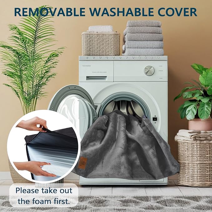 Dog Crate Pad - Dog Bed Large Sized Dogs with Removable Washable Cover and Waterproof Lining - XL Memory Foam Pet Bed for Crate - Reversible Kennel Mat (Cool & Warm), 42-inch, Grey