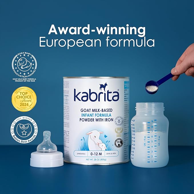 Kabrita Goat Milk Infant Formula - Easy to Digest Baby Formula 0-12 Months - Contains Prebiotics, Iron, DHA, Non-GMO - Gentle on Sensitive Tummies - Formula Supporting Gut Health & Sleep - 28Oz