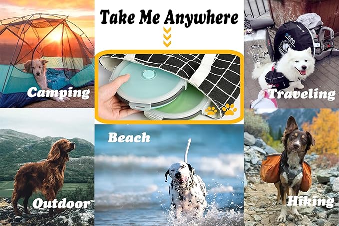 Large Collapsible 40 OZ Travel Dog Bowls, 2 Pack with Lids, Foldable Silicone Food & Water Bowl for Large Dogs, Lightweight & Leak Proof, Perfect for Outdoor Travel, Camping & Hiking