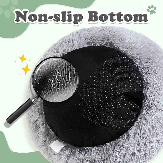 JOLLYVOGUE Dog Bed, Calming Anti-Anxiety Large Dog Bed, Fluffy Donut Cushion for Medium and Large Pets (27"/30"/36")