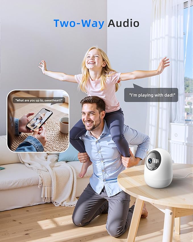 Indoor Camera 5G WiFi Pan & Tilt 2.5K 4MP Compatible up to 256GB SD Card (Not Included) - Security Camera Indoor, Plug-in Puppy/Pet Camera with Speaker/Phone App for Room, Motion Tracking