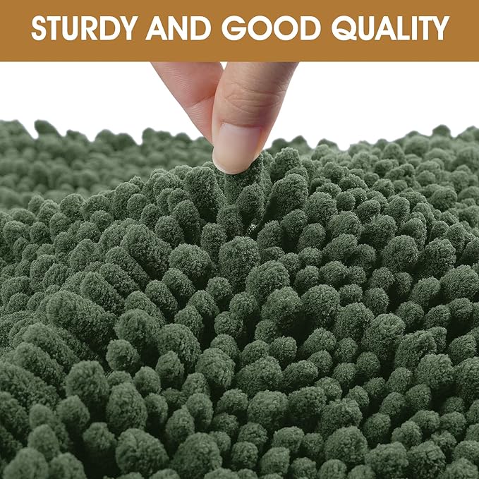 IM HOME Extra Large 71" x 25" Olive Dog Door Mats for Muddy Paws, Chenille Absorbent Dog Mat, Non Slip Heavy Mud Mat for Dogs, Soft Pet Bed Mat for Entryway, Mud Paws, Inside Floor