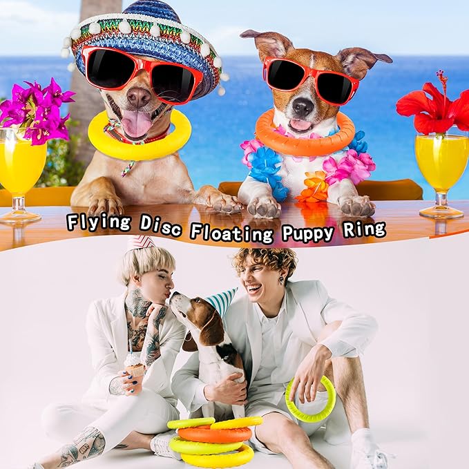 5 Pack Dog Training Ring Toys for Aggressive Chewers Medium Large Breeds Flying Disc Dog Floating Ring for Fetching Catching Throwing Teeth Cleaning Indestructible Pull Toy Outdoor (2 Size)