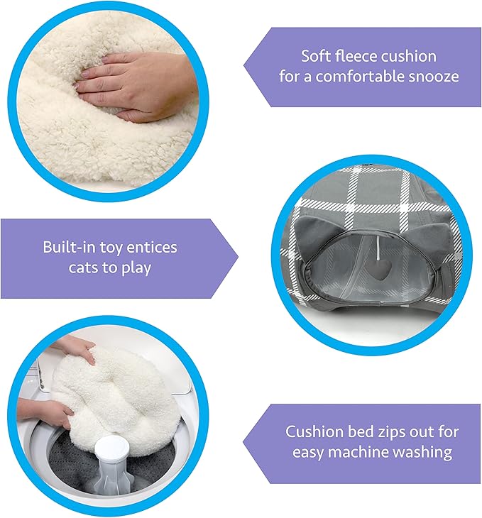 Kitty City Large Cat Tunnel Bed, Cat Bed, Pop Up Bed, Cat Toys, Gray