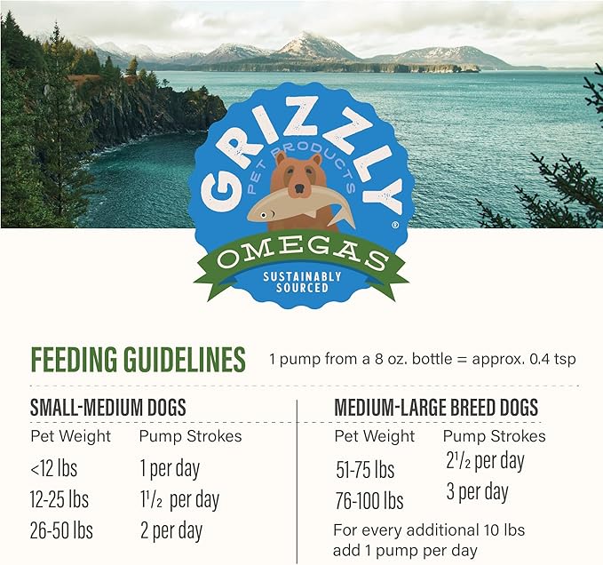 Grizzly Pet Products Algal Plus Omega 3-6-9 Food Supplement for Dogs and Cats, 8 Ounce Bottle