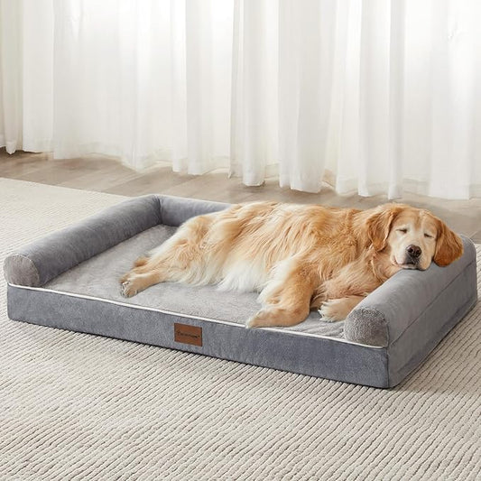 BFPETHOME Washable Dog Beds for Extra Large Dogs, Orthopedic Dog Bed Extra Large, Big Dogs Couch with Removable Washable Cover, Waterproof Lining and Nonskid Bottom, Egg-Crate Foam Pet Sofa