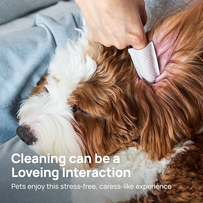Pet Ear Wipes, Ear Cleaner Wipes for Dogs & Cats, Enzymes and Baking Soda - Fast Relief Ear Itching and Inflammation, Dog Ear Infection Treatment, Remove Dirt and Wax Build Up, 50 Count