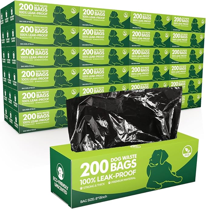 Sherr 15 Boxed Rolls 3000 Counts Dog Poop Bags Bulk Leak Proof Dog Waste Bags Doggy Poop Bags Pet Waste Bags for Puppy Pets Outdoor Walking and Travel, 10 Rolls of 200, Black