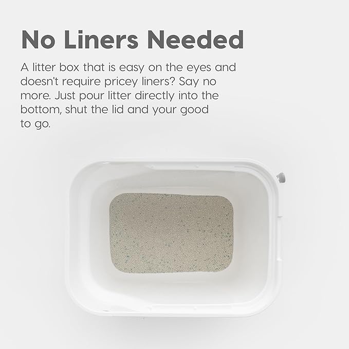 IRIS USA Cat Litter Box, Large Cat Box Enclosure, Top Entry with Litter Catching Lid, Enclosed with Scoop, White/Gray