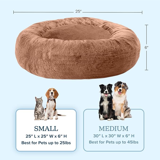 PETMAKER Dog Bed - Donut Pet Bed for Small Dogs - Dog Bed with Removable Washable Cover and Anti-Slip Bottom - Puppy Essentials (Beige)