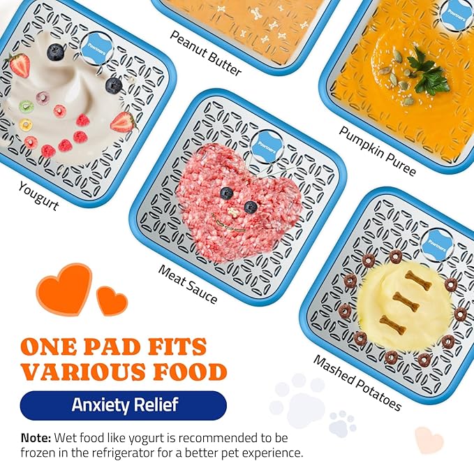 Lick Mat for Dogs: 2 Pack Stainless Steel Lick Mat for Cats, Crate Lick Mat for Dogs Large Breed, Dog Slow Feeder Mat for Bathing Grooming, Slow Feeding, Boredom & Anxiety Reducer, Blue