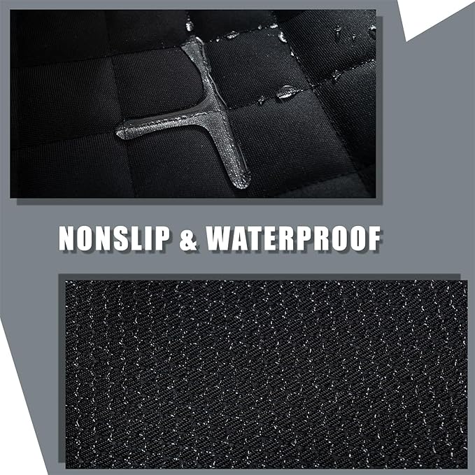 Back Car Seat Cover for Dogs, Nonslip Waterproof Dog Car Seat Protector for Rear Bench Stays Securely in Place Fits for Vehicles & SUVs (Black)