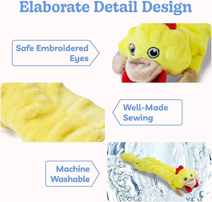 SHARLOVY Dog Squeaky Toys 5 Pack, Bubble Plush Puppy Teething Pet Toys, Crinkle No Stuffing Animals Dog Toy, Doggies Chew for Large Small Medium Breeds