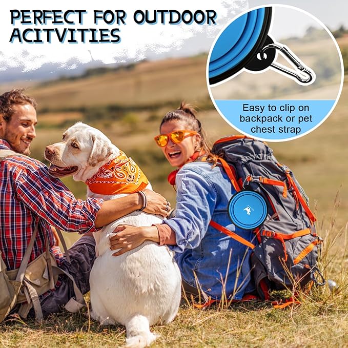 Rest-Eazzzy Large Collapsible Dog Bowls 1000 ml, 2-Pack Dog Portable Water Bowl for Dogs Cats Pet Foldable Feeding Watering Dish for Traveling Camping Walking with 2 Carabiners, BPA Free