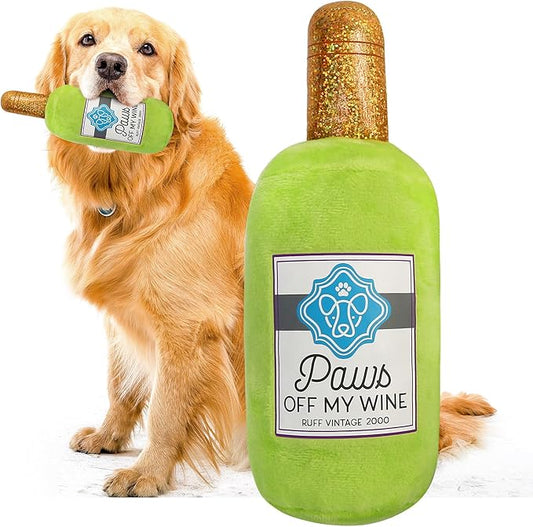 Prime Pets Plush Dog Toy, Crinkle Dog Toys, Wine Bottle Pet Toy for Small Medium Large Dogs