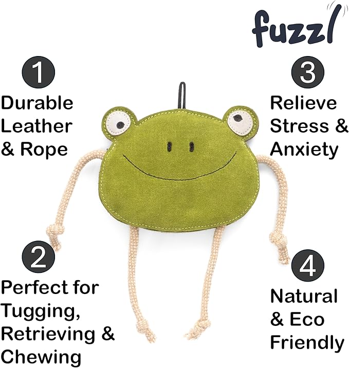 Eco Leather Lily Frog Natural and Tough Dog Toys - Dog Toy for Dogs and Puppy