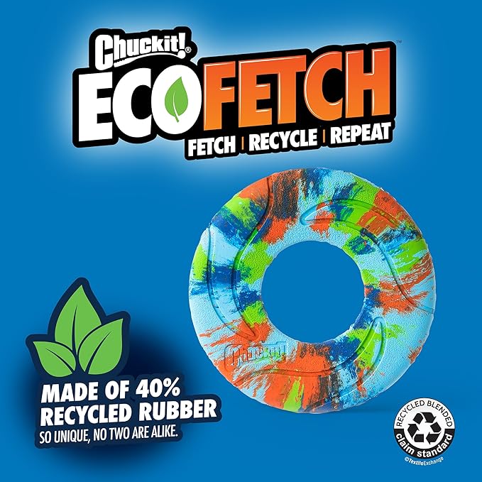 Chuckit! EcoFetch Flyer Rubber Dog Toy, Medium (8 Inch Diameter) Pack of 1, for Breeds 20-60 lbs
